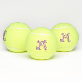 Letter M-monogram meisjes gepersonaliseerde doodle Tennisballen