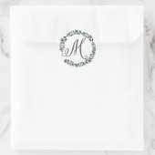 Letter M Monogram Minimalistische botanische bladk Ronde Sticker (Tas)
