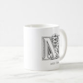 Letter M Monogram Moderne naam Koffie Mok (Voorkant rechts)