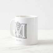 Letter M Monogram Moderne naam Koffie Mok (Voorkant links)
