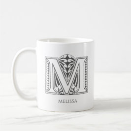 Letter M Monogram Moderne naam Koffie Mok
