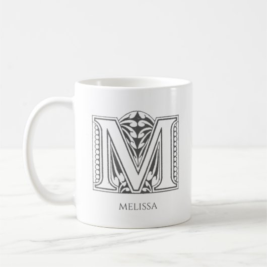 Letter M Monogram Moderne naam Koffie Mok (Links)