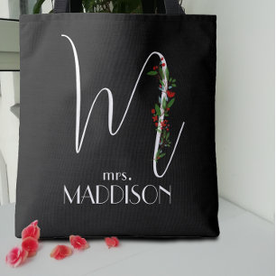 Letter M monogram rode waterverf docent Tote Bag