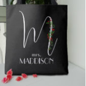 Letter M monogram rode waterverf docent Tote Bag