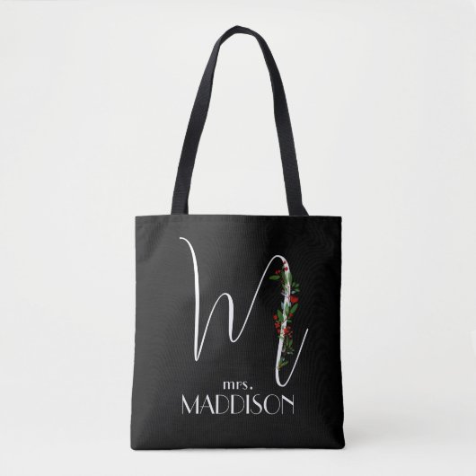 Letter M monogram rode waterverf docent Tote Bag (Voorkant)