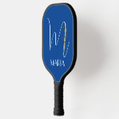 Letter M monogram rode waterverf mam blauw Pickleball Paddle (Links)