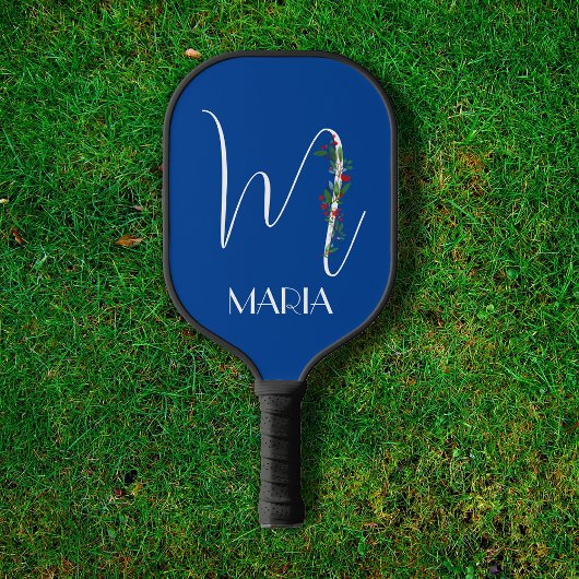 Letter M monogram rode waterverf mam blauw Pickleball Paddle