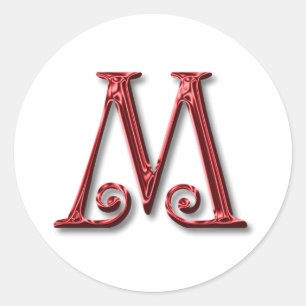 Letter M Monogram Ronde Sticker