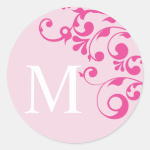 Letter M Monogram roze bruiloft Envelope zegels