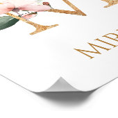 Letter M Monogram Roze Peach roos Nursery Poster (Hoek)