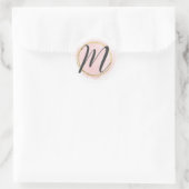 Letter M Monogram Roze Roze Waterverf Goud Chic Ronde Sticker (Tas)