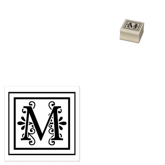 Letter M Monogram Rubberstempel (Gestempeld)