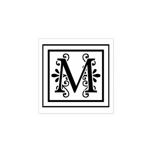 Letter M Monogram Rubberstempel (Afrduk)