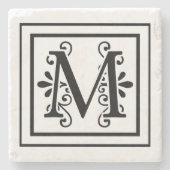 Letter M Monogram Stone Onderzetters (Voorkant)