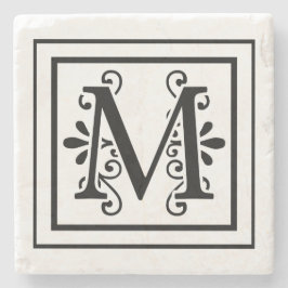 Letter M Monogram Stone Onderzetters