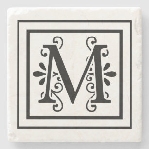 Letter M Monogram Stone Onderzetters