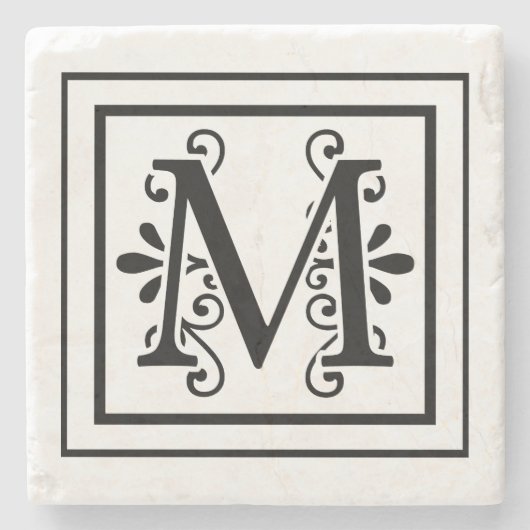 Letter M Monogram Stone Onderzetters (Voorkant)
