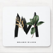 Letter M Monogram Tropical Leaves Personalized Muismat (Voorkant)