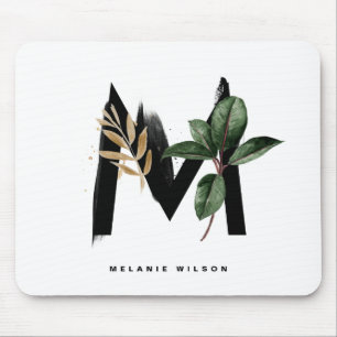 Letter M Monogram Tropical Leaves Personalized Muismat