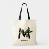 Letter M Monogram | Tropische bladluis Bridesmaid Tote Bag (Achterkant)