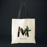 Letter M Monogram | Tropische bladluis Bridesmaid Tote Bag<br><div class="desc">letter M monogram canvas tas met waterverf tropisch palmblad,  faux gold folie leaf en zwarte waterverf borstelaccenten. Pas deze tropische monogram canvas tas aan door jouw naam of andere details toe te voegen. Deze boho letter M monogram tas zal perfect zijn als cadeau. Andere brieven zijn beschikbaar.</div>