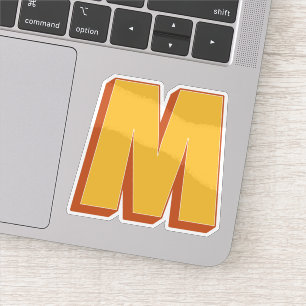 Letter M Monogram, Vet 3D Type Lettertype Initiaal Sticker