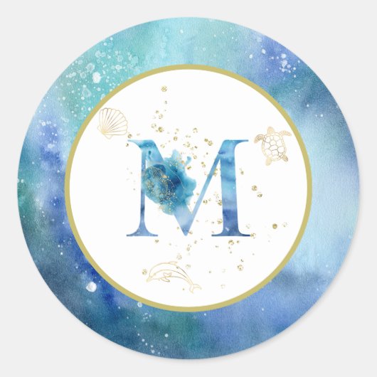 *~* LETTER M - Nautische strandenvelop Sticker (Voorkant)