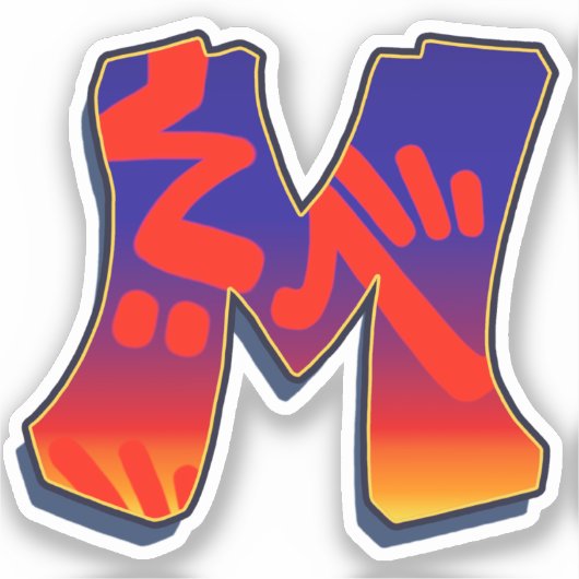 Letter M -  Night Sky Sticker (Voorkant)