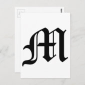 Letter M Old English Text op White Background Briefkaart (Voorkant / Achterkant)