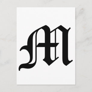 Letter M Old English Text op White Background Briefkaart
