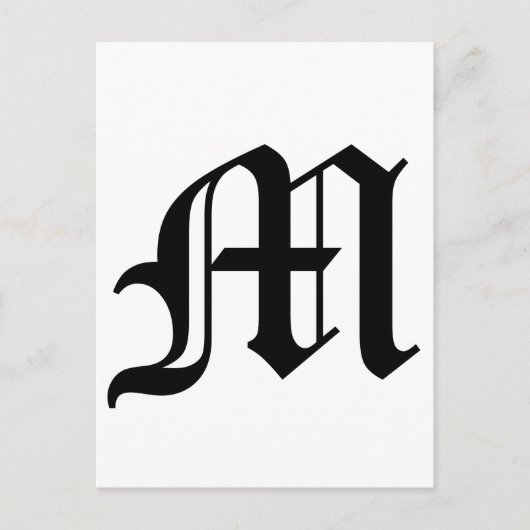 Letter M Old English Text op White Background Briefkaart (Voorkant)