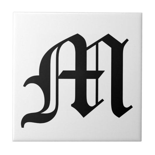 Letter M Old English Text op White Background Tegeltje (Voorkant)
