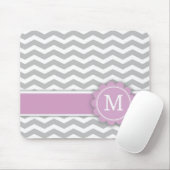 Letter M Roze Monogram Gray Chevron Muismat (Met muis)