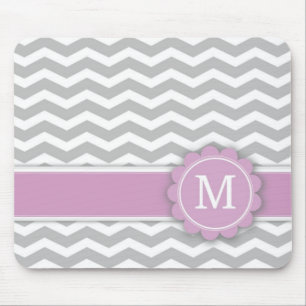 Letter M Roze Monogram Gray Chevron Muismat
