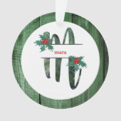 *~* Letter M Rustic Kerstmis FOTO Wood AP44 Ornament (voorkant)