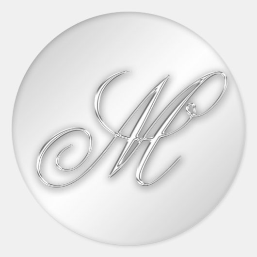 Letter M script initiaal faux zilver monogram guns Ronde Sticker (Voorkant)