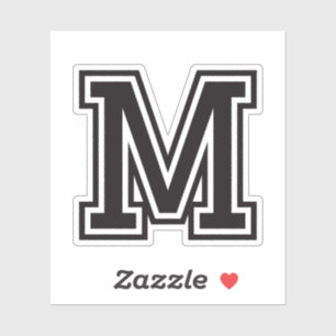 Letter M sportief collegelettertype alfabet Sticker