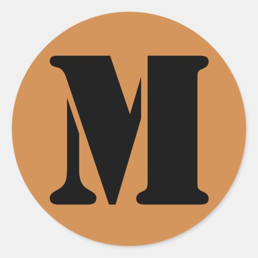 Letter M Stencil Alfabet van Janz Peru Gold Ronde Sticker (Voorkant)