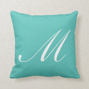 Letter M Turquoise Monogram Pillow Kussen