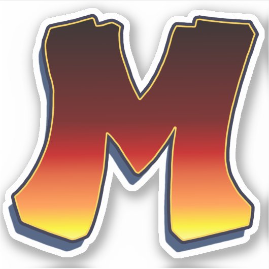 Letter M - vlammen Sticker (Voorkant)