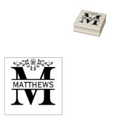 Letter M vlinder verlaat Split Monogram Rubberstempel (Gestempeld)