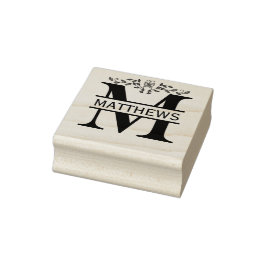 Letter M vlinder verlaat Split Monogram Rubberstempel