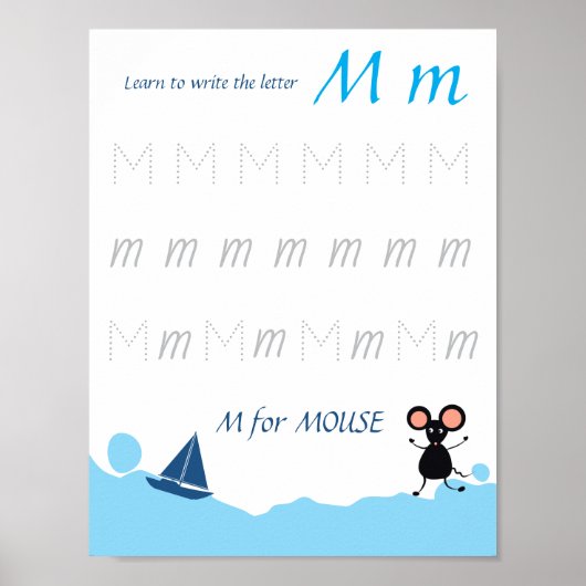 Letter M Volgen Poster voor Kinderen (Voorkant)