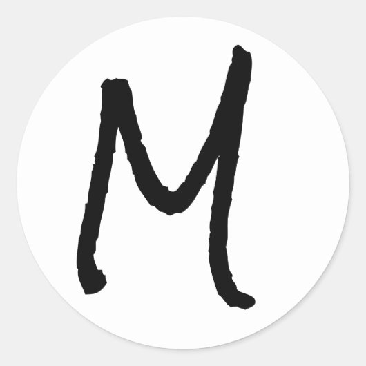Letter M White Rock Salt Alphabet van Janz Ronde Sticker (Voorkant)