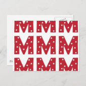 Letter M - White Stars on Dark Red Briefkaart (Voorkant / Achterkant)