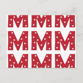 Letter M - White Stars on Dark Red Briefkaart