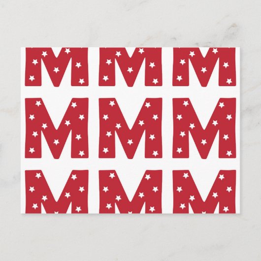 Letter M - White Stars on Dark Red Briefkaart (Voorkant)