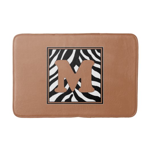 Letter M Zebra Monogrammed Bath Mat (Voorkant)