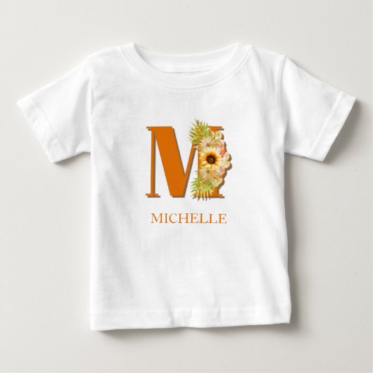 Letter M Zonnebloem Bloemige Monogram met Naam (Voorkant)