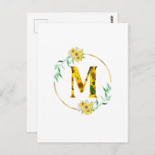 Letter M Zonnebloempatroon  Briefkaart (Voorkant / Achterkant)